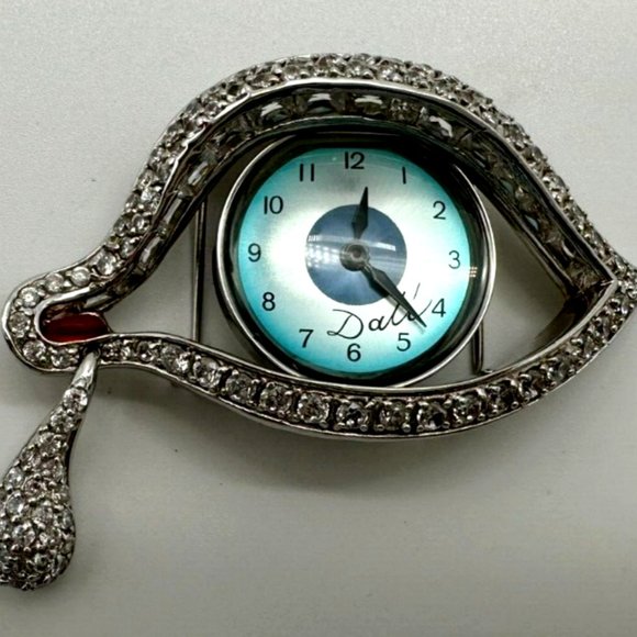 Salvatore Dali Eye Time Blue Rhinestone & Enamel Evil Eye Art Pendant & Necklace - Picture 11 of 13